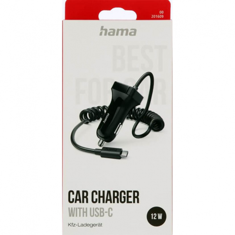 Hama Billaddare USB-C 12W Svart