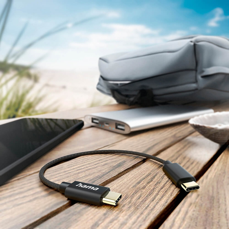 Hama Laddkabel USB-C till USB-C 0.2m svart Hama Laddkabel USB-C till USB-C 0.2m svart