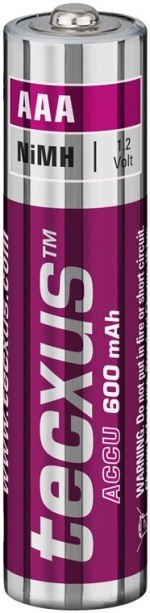 tecxus AAA (Micro)/HR03 laddningsbart batteri - 600 mAh, 4 st. i blister Nickel-metallhydrid batteri (NiMH), 1,2 V