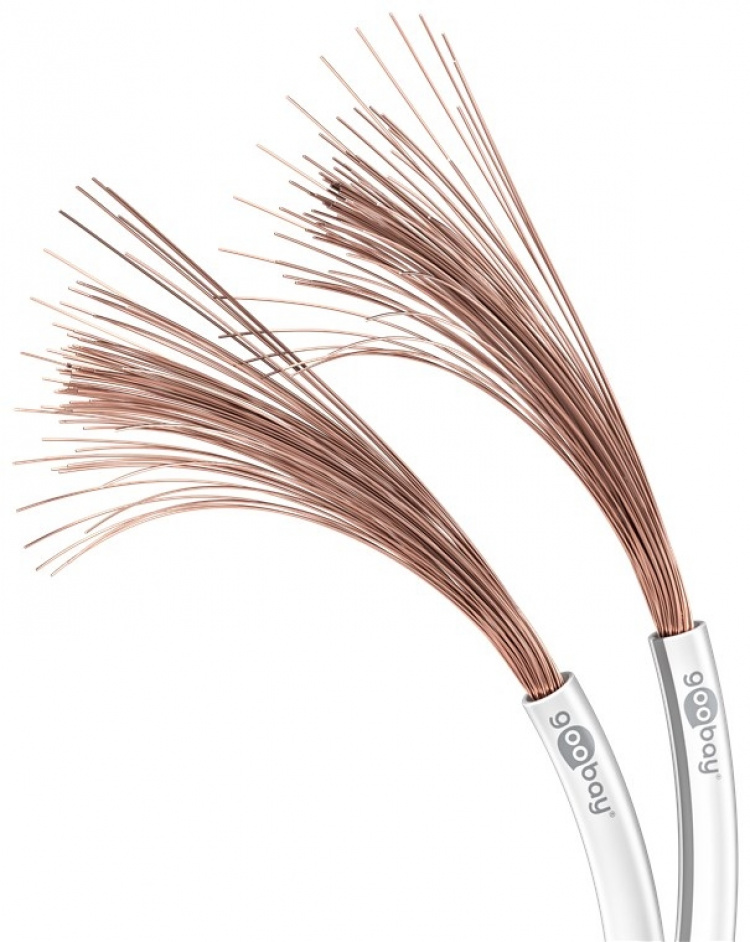 Goobay Högtalarkabel vit CU 50 m rulle, tvärsnitt 2 x 0,5 mm² Goobay Högtalarkabel vit CU 50 m rulle, tvärsnitt 2 x 0,5 mm²