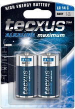 tecxus LR14/C (Baby) batteri, 2 st. blister alkaliskt manganbatteri, 1,5 V