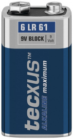 tecxus 6LR61/6LP3146/9 V Block batteri, 1 st. blister alkaliskt manganbatteri, 9 V