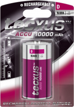 tecxus D (Mono)/HR20 laddningsbart batteri - 10000 mAh, 1 st. blister Nickel-metallhydrid batteri (NiMH), 1,2 V tecxus D (Mono)/HR20 laddningsbart batteri - 10000 mAh, 1 st. blister Nickel-metallhydrid batteri (NiMH), 1,2 V