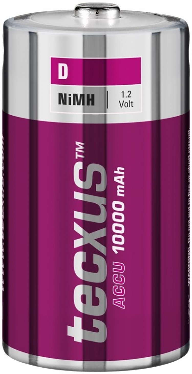 tecxus D (Mono)/HR20 laddningsbart batteri - 10000 mAh, 1 st. blister Nickel-metallhydrid batteri (NiMH), 1,2 V tecxus D (Mono)/HR20 laddningsbart batteri - 10000 mAh, 1 st. blister Nickel-metallhydrid batteri (NiMH), 1,2 V