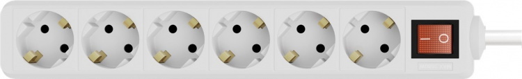 Goobay Grenuttag med brytare, 6 uttag, 5 m, vit jordat grenuttag för inomhusbruk