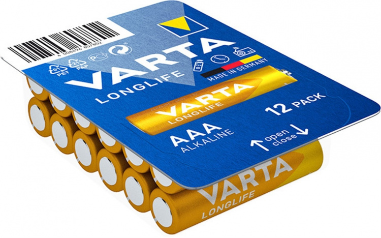 Varta LR03/AAA (Micro) (4103) batteri, 12 st. i box alkaliskt manganbatteri, 1,5 V
