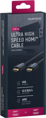 ClickTronic HDMI™-kabel med ultrahög hastighet Premiumkabel | 1x HDMI™-kontakt 1x HDMI™-kontakt | 1,5 m | UHD 8K @ 60 Hz ClickTronic HDMI™-kabel med ultrahög hastighet Premiumkabel | 1x HDMI™-kontakt 1x HDMI™-kontakt | 1,5 m | UHD 8K @ 60 Hz