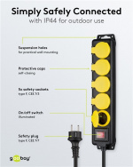 Goobay Grenuttag, 5 uttag, stänkskydd, 3 m 5 jordat grenuttag med skyddskåpor, lämpliga för utomhusbruk Goobay Grenuttag, 5 uttag, stänkskydd, 3 m 5 jordat grenuttag med skyddskåpor, lämpliga för utomhusbruk