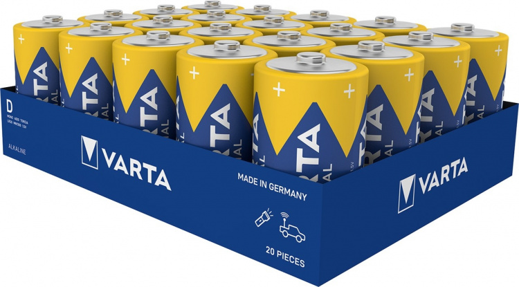 Varta LR20/D (Mono) (4020) batteri, 20 st. i box alkaliskt manganbatteri, 1,5 V Varta LR20/D (Mono) (4020) batteri, 20 st. i box alkaliskt manganbatteri, 1,5 V
