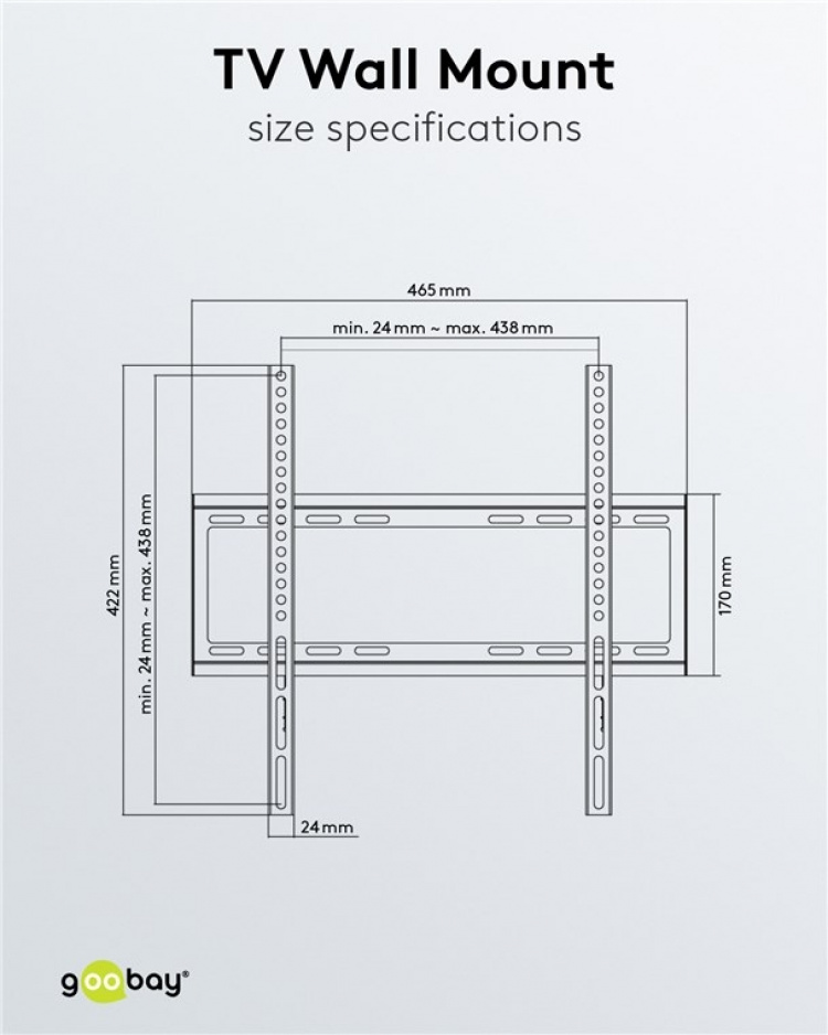 Goobay TV-väggfäste Basic FIXED (M) för TV-apparater från 32 till 55 tum (81-140 cm) upp till 35 kg Goobay TV-väggfäste Basic FIXED (M) för TV-apparater från 32 till 55 tum (81-140 cm) upp till 35 kg
