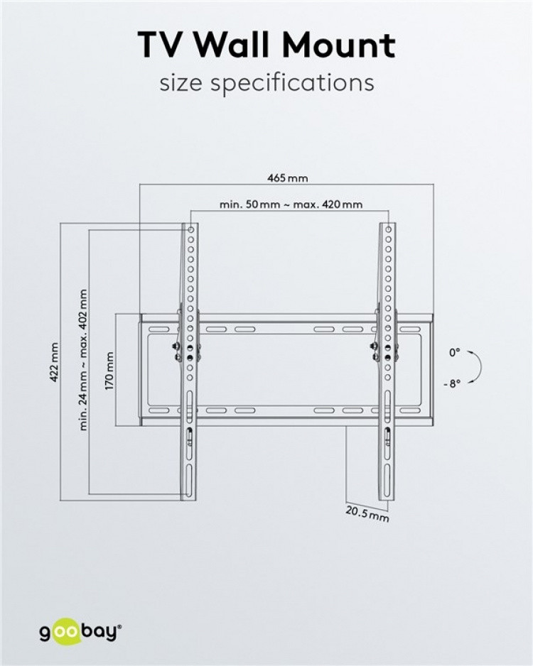 Goobay TV-väggfäste Basic TILT (M) för TV-apparater från 32 till 55 tum (81-140 cm), lutbar upp till 35 kg