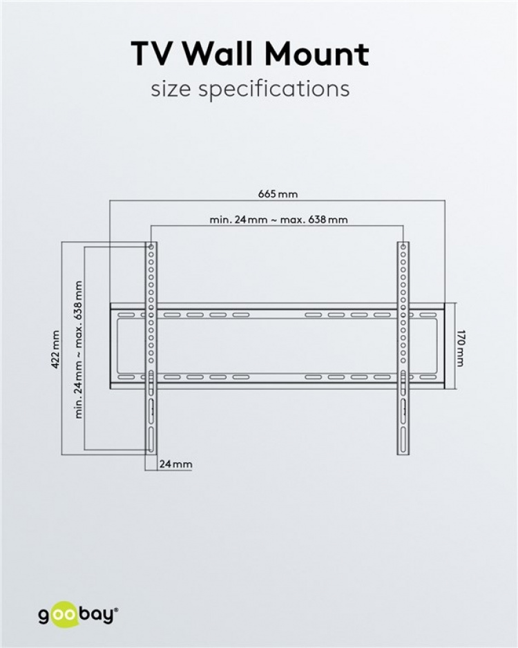 Goobay TV-väggfäste Basic FIXED (L) för TV-apparater från 37 till 70 tum (94-178 cm) upp till 35 kg