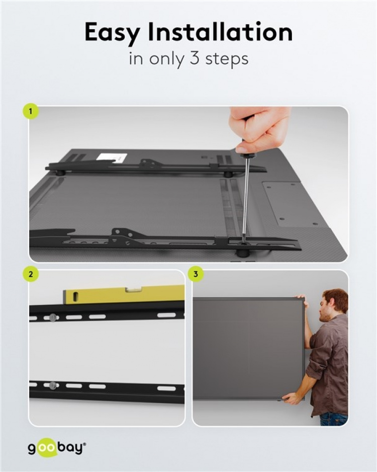 Goobay TV-väggfäste Basic FIXED (L) för TV-apparater från 37 till 70 tum (94-178 cm) upp till 35 kg