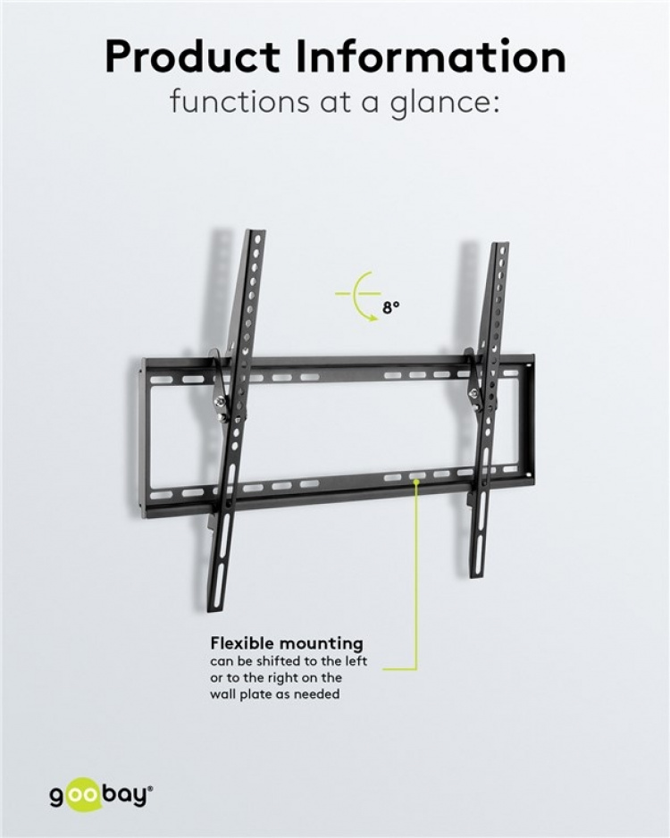 Goobay TV-väggfäste Basic TILT (L) för TV-apparater från 37 till 70 tum (94-178 cm), lutbar upp till 35 kg