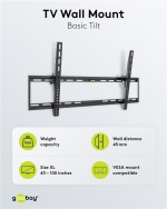Goobay TV-väggfäste Basic TILT (XL) för TV-apparater från 43 till 100 tum (109-254 cm), vippbar upp till 75 kg Goobay TV-väggfäste Basic TILT (XL) för TV-apparater från 43 till 100 tum (109-254 cm), vippbar upp till 75 kg