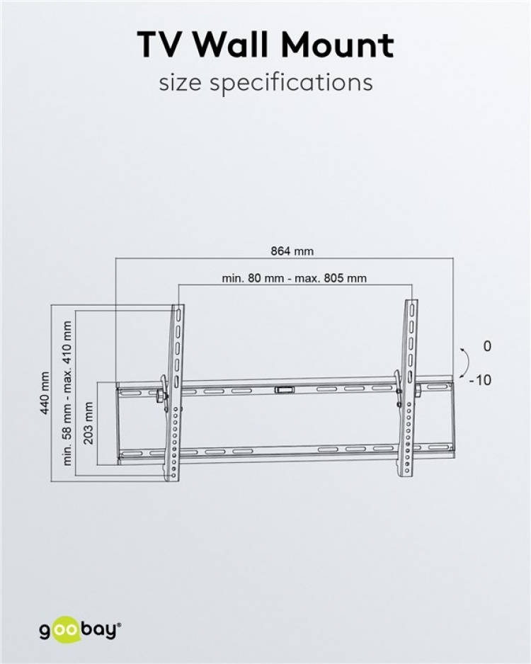 Goobay TV-väggfäste Basic TILT (XL) för TV-apparater från 43 till 100 tum (109-254 cm), vippbar upp till 75 kg Goobay TV-väggfäste Basic TILT (XL) för TV-apparater från 43 till 100 tum (109-254 cm), vippbar upp till 75 kg