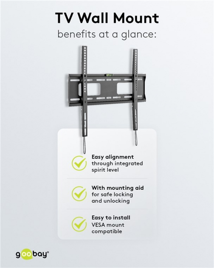Goobay TV-väggfäste Pro FIXED (M) för TV-apparater från 32 till 55 tum (81-140 cm) (upp till 50 kg) Goobay TV-väggfäste Pro FIXED (M) för TV-apparater från 32 till 55 tum (81-140 cm) (upp till 50 kg)