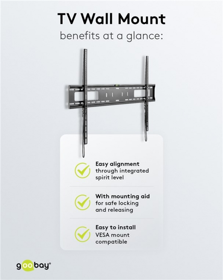 Goobay TV-väggfäste Pro FIXED (XL) för tv-apparater från 43 till 100 tum (109-254 cm) till 75 kg