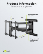 Goobay TV-väggfäste Pro FULLMOTION (L) wide Range för TV-apparater från 37 till 70 tum (94-178 cm), helt mobil (svängbar och lutande) upp till 70 kg Goobay TV-väggfäste Pro FULLMOTION (L) wide Range för TV-apparater från 37 till 70 tum (94-178 cm), helt mobil (svängbar och lutande) upp till 70 kg