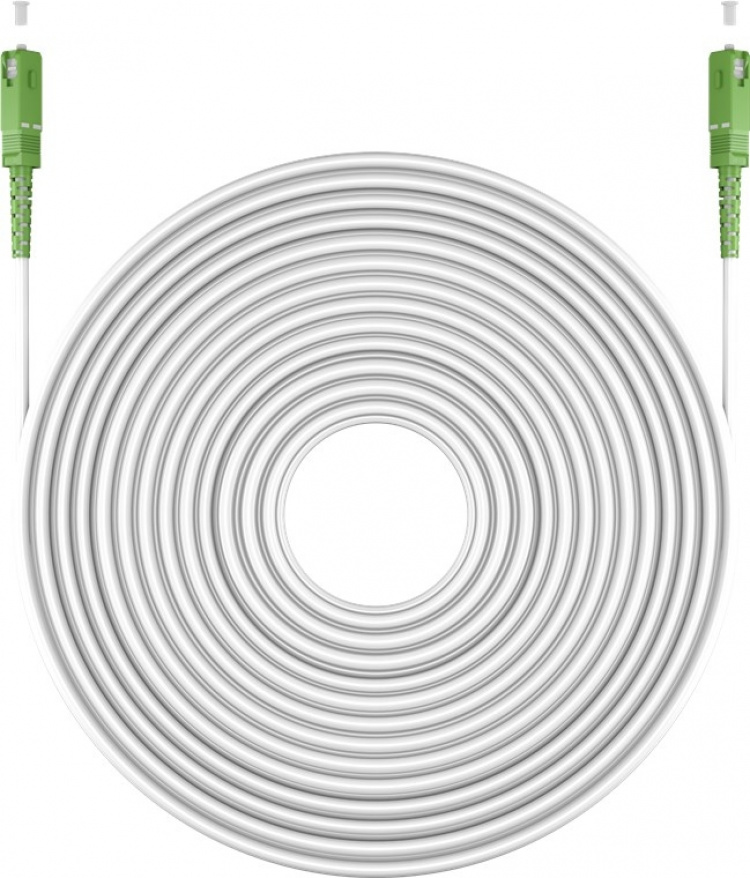Goobay Fiberoptisk kabel (FTTH), Singlemode (OS2) White, vit (Simplex), 10 m plugg SC-APC (8°) > plugg SC-APC (8°), halogenfri kabelhölje (LSZH)