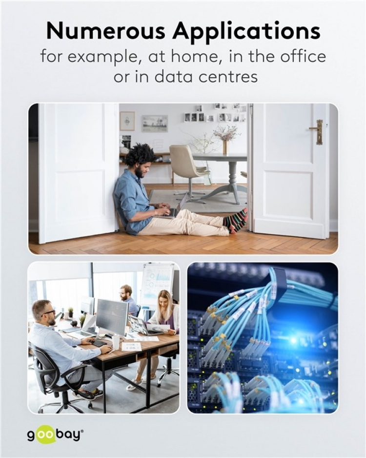 Goobay Fiberoptisk kabel (FTTH), Singlemode (OS2) White, vit (Simplex), 1 m plugg SC-APC (8°) > LC plugg (UPC), halogenfri kabelhölje (LSZH)