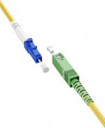 Goobay Fiberoptisk kabel (FTTH), Singlemode (OS2) Yellow, gul (Simplex), 5 m plugg SC-APC (8°) > LC plugg (UPC), halogenfri kabelhölje (LSZH)