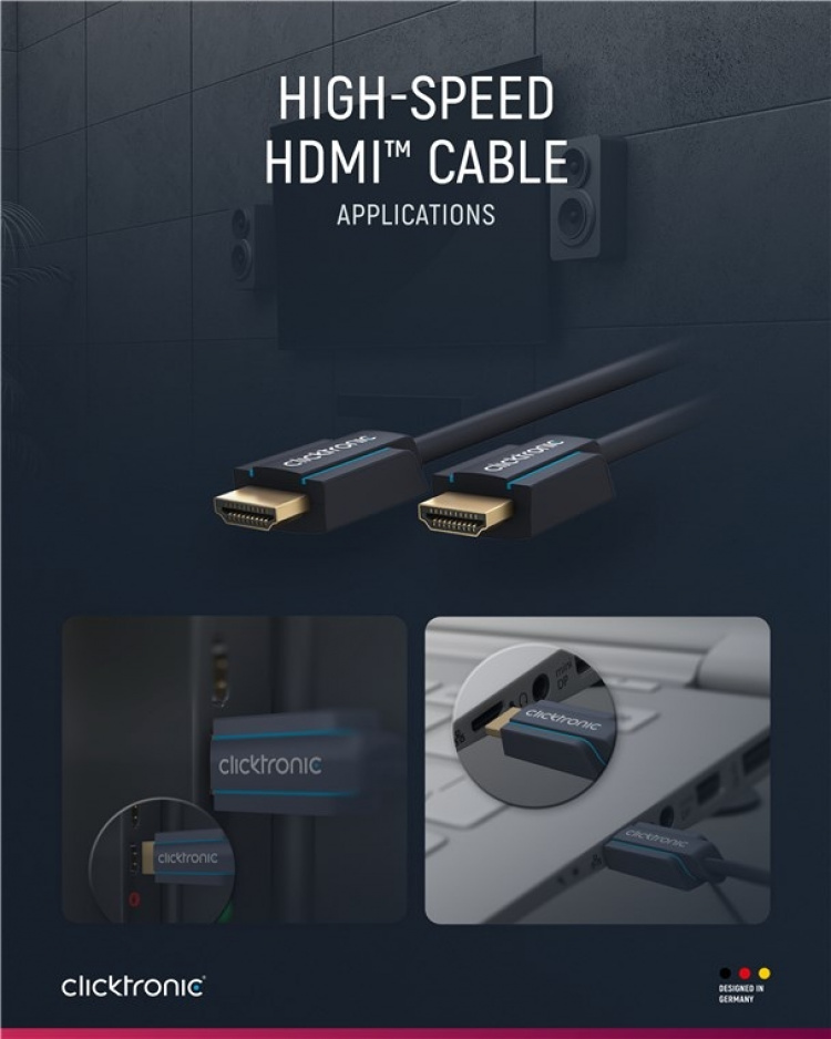 ClickTronic Höghastighets HDMI™-kabel Premiumkabel | 1x HDMI™-kontakt 1x HDMI™-kontakt | 12,5 m | UHD 4K @ 30 Hz ClickTronic Höghastighets HDMI™-kabel Premiumkabel | 1x HDMI™-kontakt 1x HDMI™-kontakt | 12,5 m | UHD 4K @ 30 Hz