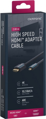 ClickTronic HDMI™ till Micro HDMI™-adapterkabel Premiumkabel | 1x HDMI™-kontakt 1x Micro-HDMI™-kontakt | 2,0 m | UHD 4K @ 30 Hz