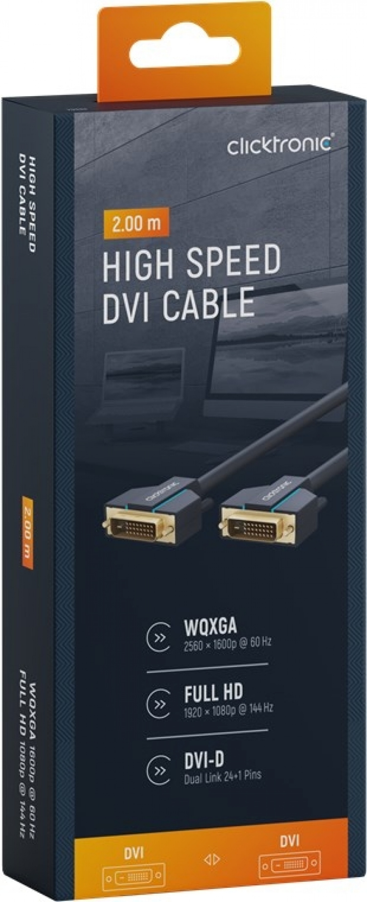 ClickTronic DVI-kabel Premiumkabel | 1x DVI-kontakt 1x DVI-kontakt | 2,0 m | WQXGA @ 60 Hz ClickTronic DVI-kabel Premiumkabel | 1x DVI-kontakt 1x DVI-kontakt | 2,0 m | WQXGA @ 60 Hz