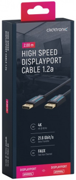 ClickTronic DisplayPort™-kabel Premiumkabel | 1x DisplayPort™-kontakt 1x DisplayPort™-kontakt | 2,0 m | UHD 4K @ 60 Hz ClickTronic DisplayPort™-kabel Premiumkabel | 1x DisplayPort™-kontakt 1x DisplayPort™-kontakt | 2,0 m | UHD 4K @ 60 Hz