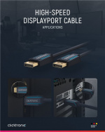 ClickTronic DisplayPort™-kabel Premiumkabel | 1x DisplayPort™-kontakt 1x DisplayPort™-kontakt | 3,0 m | UHD 4K @ 60 Hz ClickTronic DisplayPort™-kabel Premiumkabel | 1x DisplayPort™-kontakt 1x DisplayPort™-kontakt | 3,0 m | UHD 4K @ 60 Hz
