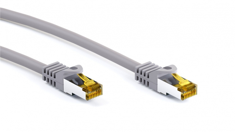 Goobay RJ45 patchkabel S/FTP (PiMF), 500 MHz, med CAT 7 råkabel, grå, 2 m LSZH halogenfri kabelhölje, koppar, RJ45-kontakt (CAT 6A)