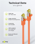 Goobay RJ45 patchkabel S/FTP (PiMF), 500 MHz, med CAT 7 råkabel, orange, 3 m LSZH halogenfri kabelhölje, koppar, RJ45-kontakt (CAT 6A)
