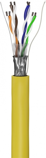 Goobay CAT 5e Nätverkskabel, F/UTP, 100 m, gul Kopparklädd aluminiumledare (CCA), AWG 26/7 (stranded), PVC-kabelhölje