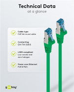 Goobay Patchkabel CAT 6A, S/FTP (PiMF), grön, 1 m opparledare (CU), halogenfri kabelhölje (LSZH) Goobay Patchkabel CAT 6A, S/FTP (PiMF), grön, 1 m opparledare (CU), halogenfri kabelhölje (LSZH)