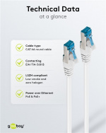 Goobay Patchkabel CAT 6A, S/FTP (PiMF), vit, 1 m opparledare (CU), halogenfri kabelhölje (LSZH) Goobay Patchkabel CAT 6A, S/FTP (PiMF), vit, 1 m opparledare (CU), halogenfri kabelhölje (LSZH)