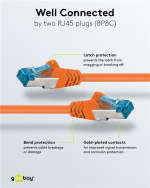 Goobay Patchkabel CAT 6A, S/FTP (PiMF), orange, 3 m opparledare (CU), halogenfri kabelhölje (LSZH)