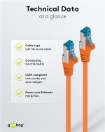 Goobay Patchkabel CAT 6A, S/FTP (PiMF), orange, 3 m opparledare (CU), halogenfri kabelhölje (LSZH)