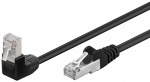 Goobay Patchkabel CAT 5e, 1x 90° vinklad, F/UTP, svart, 10 m kopparklädd aluminiumtråd (CCA), 1x RJ45-plugg 90 ° (8P8C)