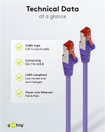 Goobay Patchkabel CAT 6, S/FTP (PiMF), violett, 25 m kopparledare (CU), halogenfri kabelhölje (LSZH)