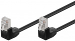Goobay Patchkabel CAT 5e, 2x 90° vinklad, F/UTP, svart, 3 m kopparklädd aluminiumtråd (CCA), 2x RJ45-plugg 90 ° (8P8C)