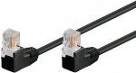 Goobay Patchkabel CAT 5e, 2x 90° vinklad, U/UTP, svart, 0,5 m kopparklädd aluminiumtråd (CCA), 2x RJ45-plugg 90 ° (8P8C)