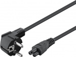 Goobay Kabel för nätanslutning (jordkontakt) vinklad, 3 m, svart Jordkontaktstift (typ F, CEE 7/7) 90° > apparatuttag C5