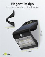 Goobay LED soldriven vägglampa med rörelsedetektor, 3.2 W belysning för husingångar, garageportar och trappor