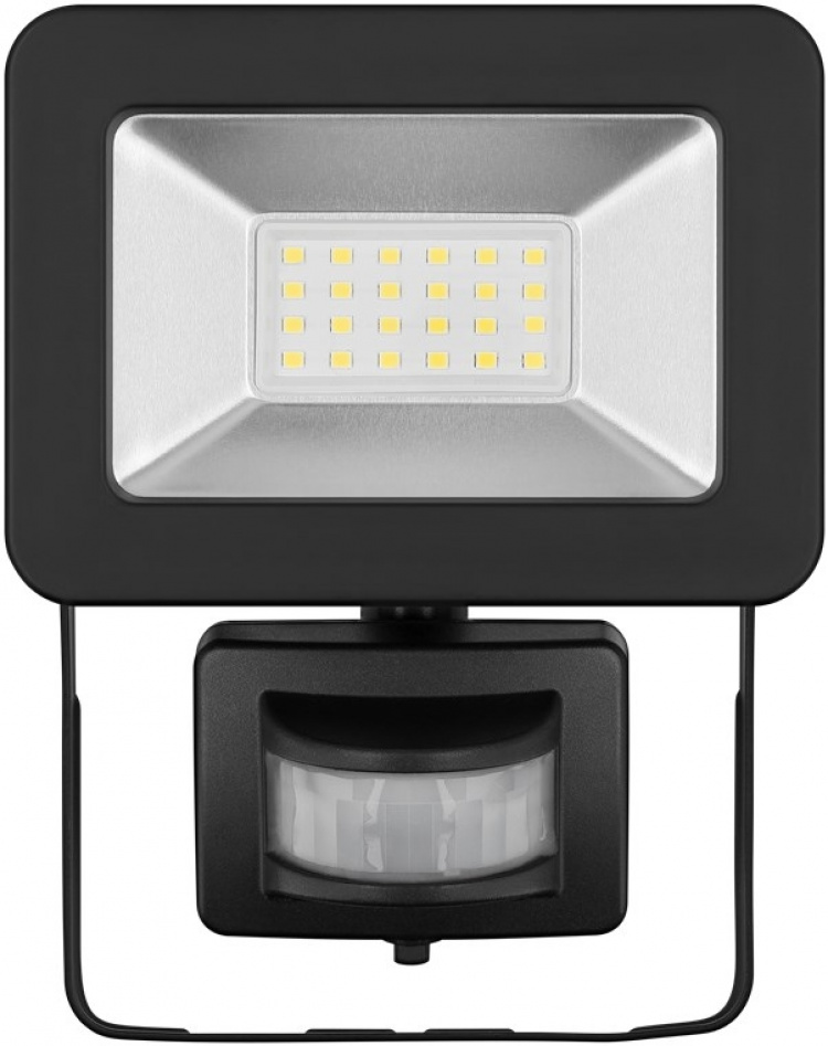 Goobay LED-strålkastare för utomhusbruk, 20 W, med rörelsedetektor med 1700 lm, neutralt vitt ljus (4000 K), PIR-sensor med ON/OFF-funktion och M16 kabelgenomföring, lämplig för utomhusbruk (IP44)
