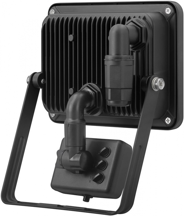 Goobay LED-strålkastare för utomhusbruk, 30 W, med rörelsedetektor med 2550 lm, neutralt vitt ljus (4000 K), PIR-sensor med ON/OFF-funktion och M16 kabelgenomföring, lämplig för utomhusbruk (IP44)