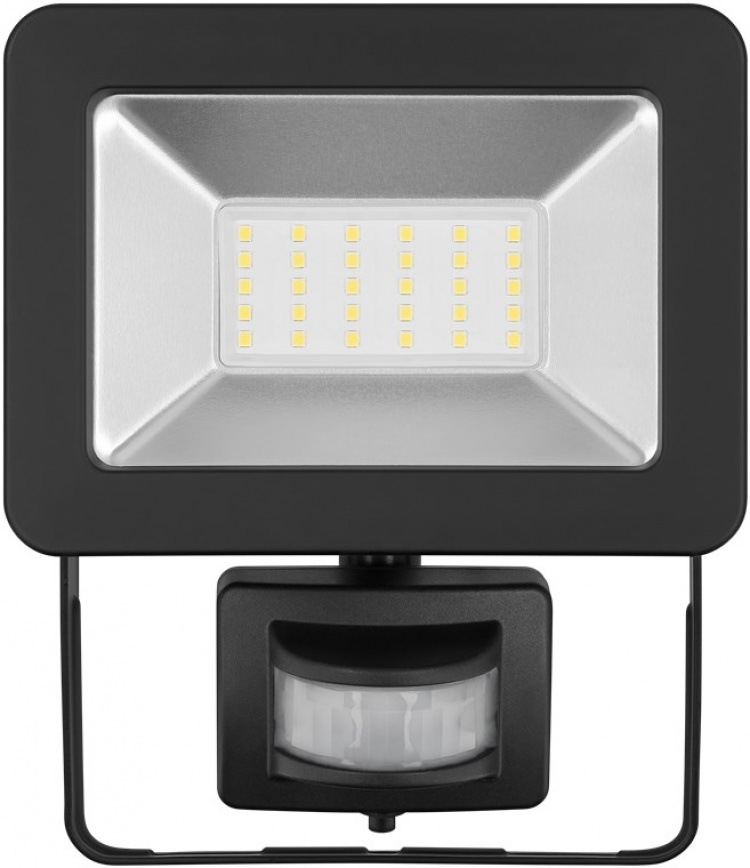 Goobay LED-strålkastare för utomhusbruk, 30 W, med rörelsedetektor med 2550 lm, neutralt vitt ljus (4000 K), PIR-sensor med ON/OFF-funktion och M16 kabelgenomföring, lämplig för utomhusbruk (IP44)