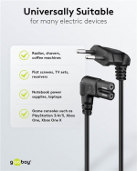 Goobay Anslutningskabel Euro-kontakt vinklad i båda ändar, 0,3 m, svart Euro-kontakt (typ C, CEE 7/16) > apparatuttag C7