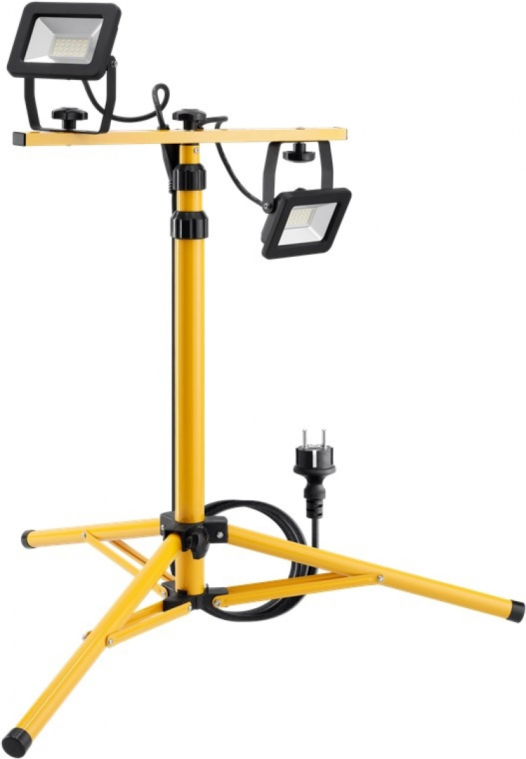 Goobay LED-konstruktionsstrålkastare med teleskopisk stativ, 2x 20 W med totalt 3400 lm och neutralt vitt ljus (4000 K), lämpligt för inomhus- och utomhusbruk (IP65) Goobay LED-konstruktionsstrålkastare med teleskopisk stativ, 2x 20 W med totalt 3400 lm och neutralt vitt ljus (4000 K), lämpligt för inomhus- och utomhusbruk (IP65)