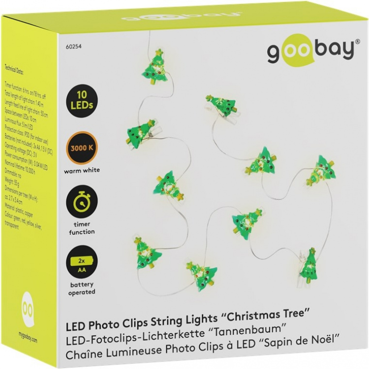 Goobay 10 LED fotoklipp ljusslinga  Goobay 10 LED fotoklipp ljusslinga